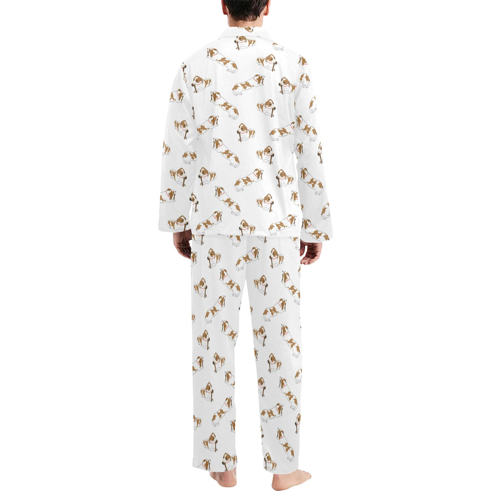 Jack Russel Pattern Print Design 04 Men's Long Pajama Set
