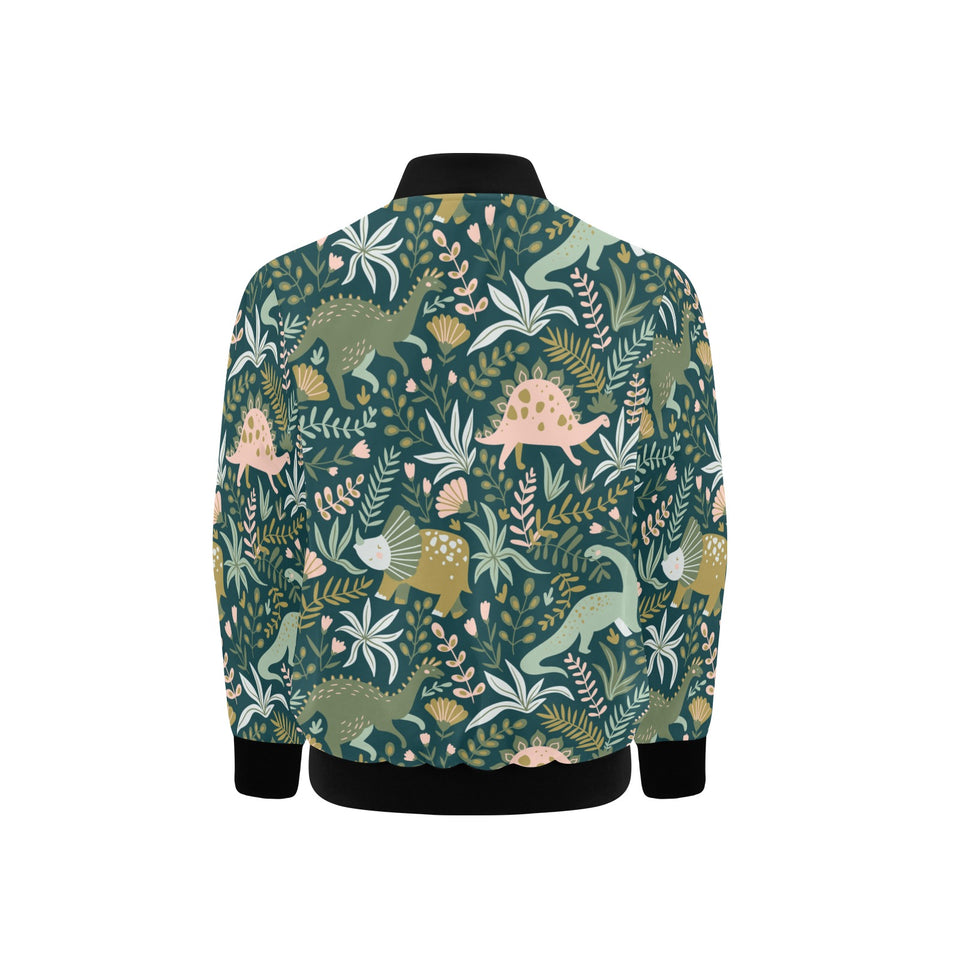 dinosaurs tropical leaves flower pattern Kids' Boys' Girls' Bomber Jacket