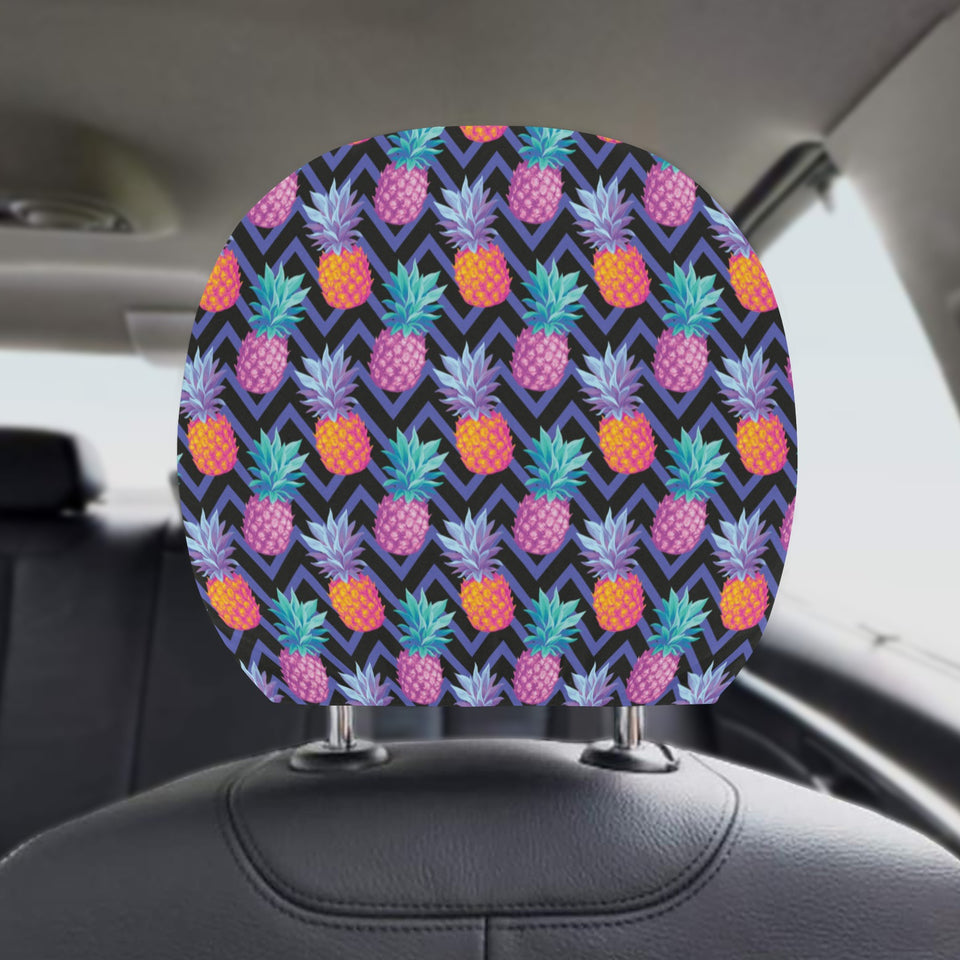 Pineapples pattern zigzag background Car Headrest Cover