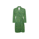 Crocodile Skin Printed Men's Long Sleeve Belted Night Robe