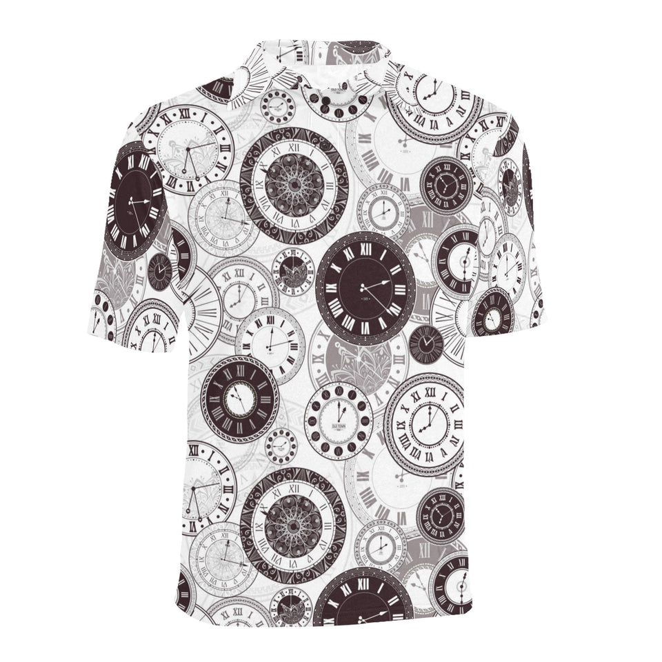 Classic vintage clock pattern Men's All Over Print Polo Shirt