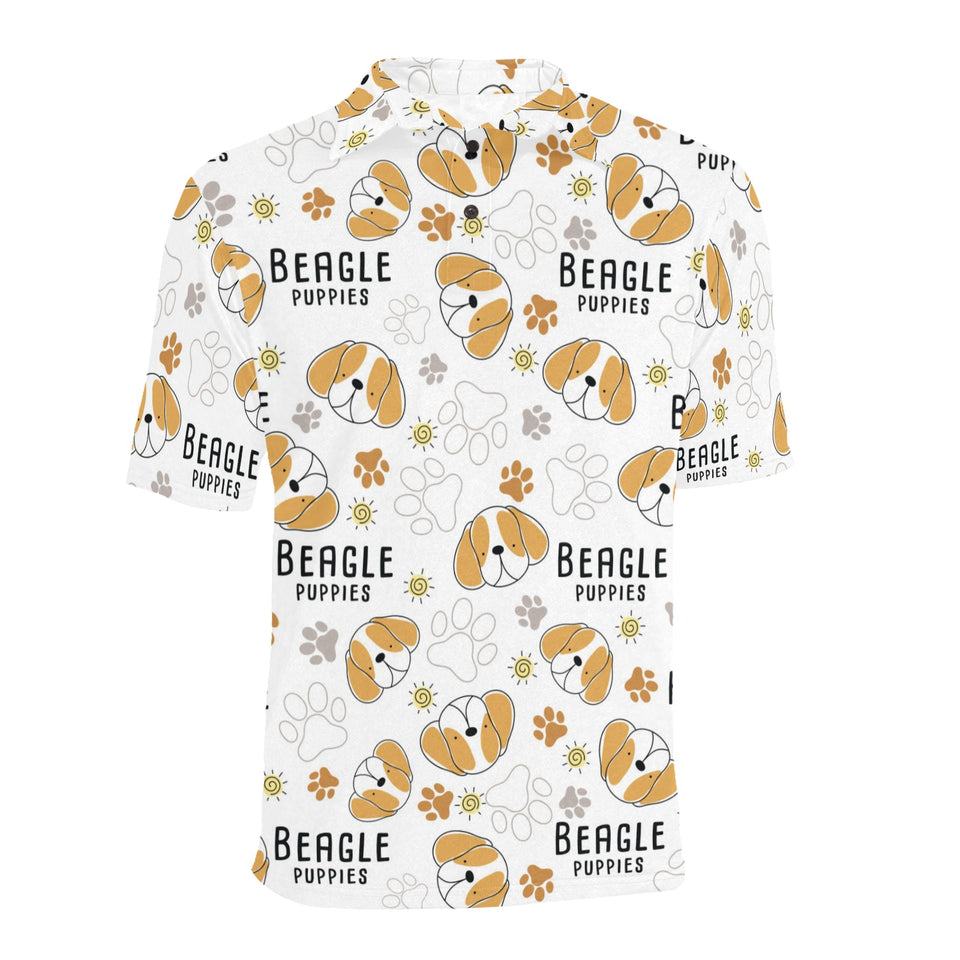 Cute beagle dog pattern background Men's All Over Print Polo Shirt