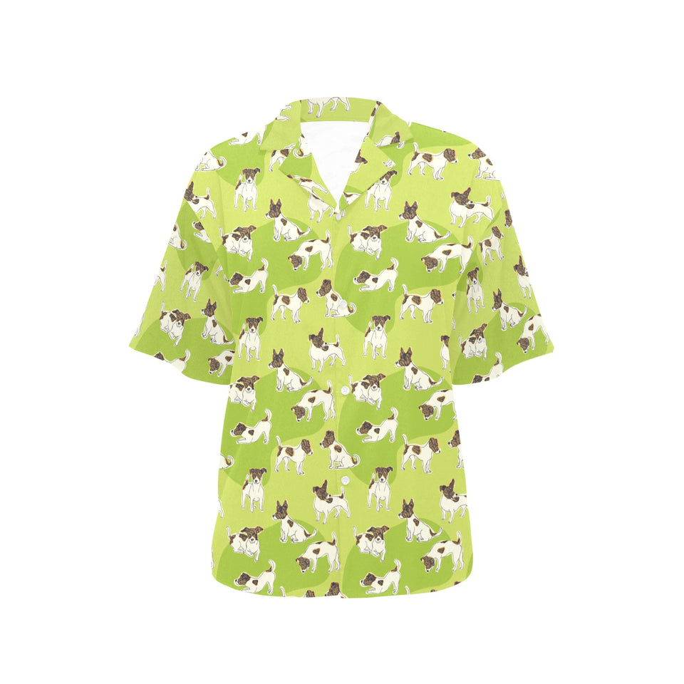 Jack Russel Pattern Print Design 01 Women's All Over Print Hawaiian Shirt