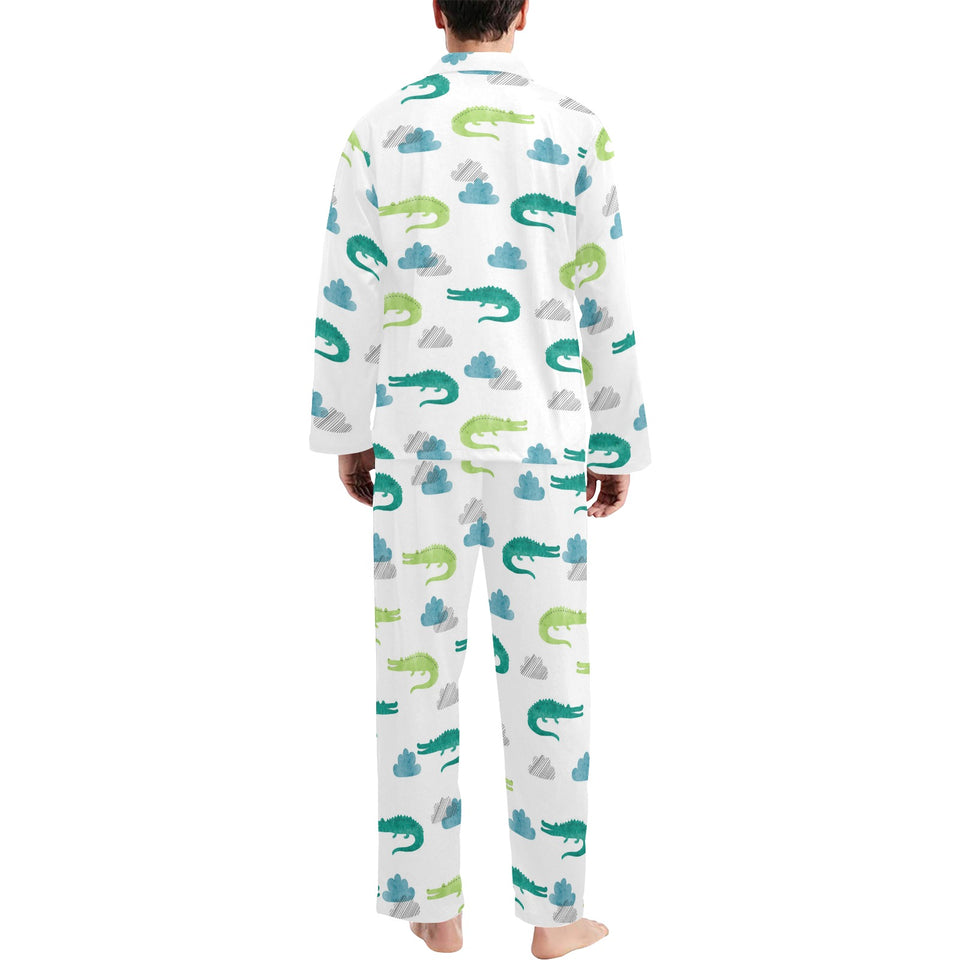 watercolor crocodile pattern Men's Long Pajama Set