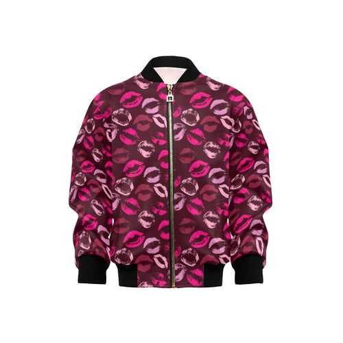 Lips Pattern Print Design 03 Kids' Boys' Girls' Bomber Jacket