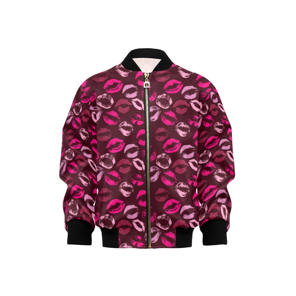 Lips Pattern Print Design 03 Kids' Boys' Girls' Bomber Jacket