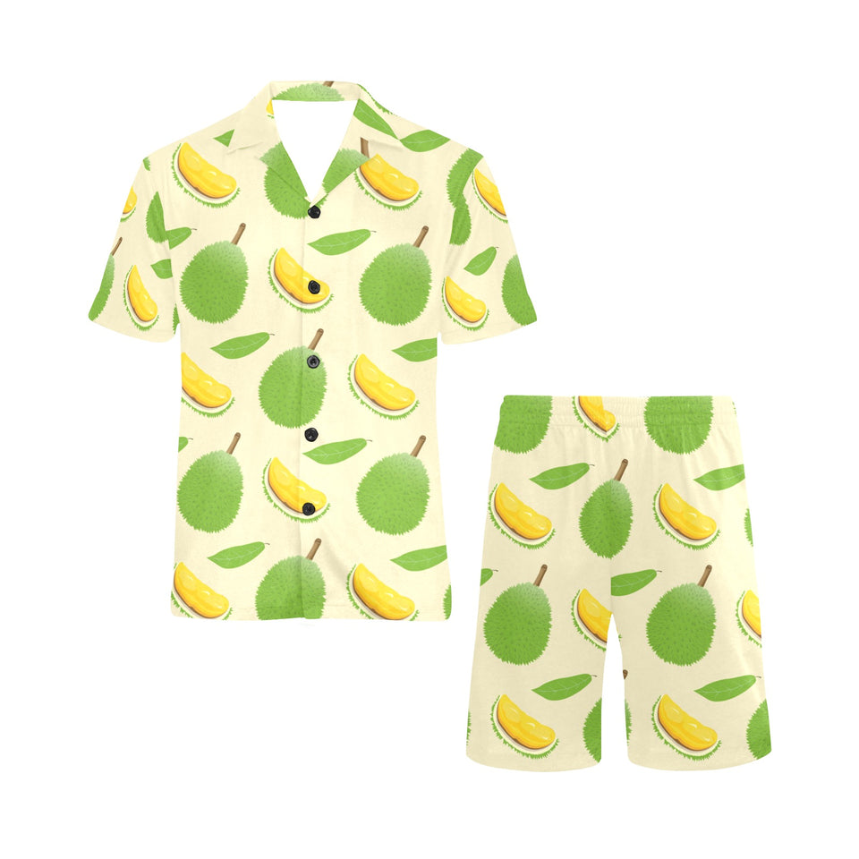 Durian pattern Men's V-Neck Short Pajama Set