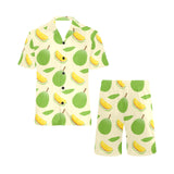 Durian pattern Men's V-Neck Short Pajama Set
