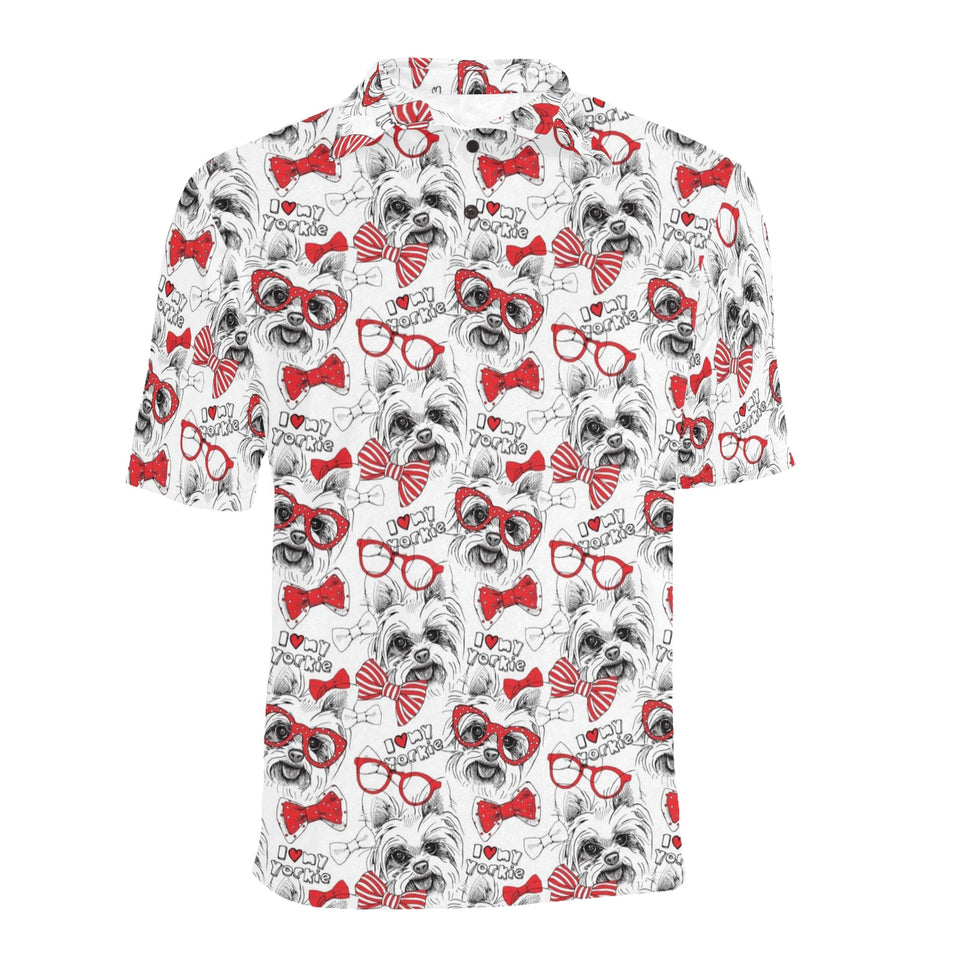 Yorkshire Terrier Pattern Print Design 04 Men's All Over Print Polo Shirt