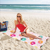 Donut pattern glaze pink background Beach Towel