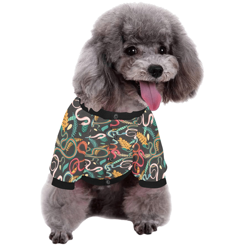 Colorful snake plant pattern All Over Print Pet Dog Round Neck Fuzzy Shirt
