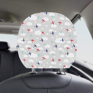 Airplane cloud grey background Car Headrest Cover