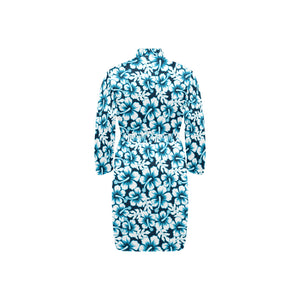 Hibiscus Pattern Print Design 04 Men's Long Sleeve Belted Night Robe