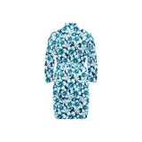 Hibiscus Pattern Print Design 04 Men's Long Sleeve Belted Night Robe