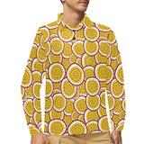 Passion fruits slice pattern Men's Long Sleeve Polo Shirt