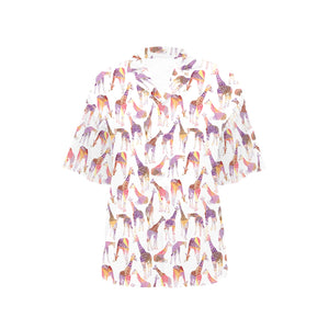 Giraffe Pattern Print Design 02 Women's All Over Print Hawaiian Shirt