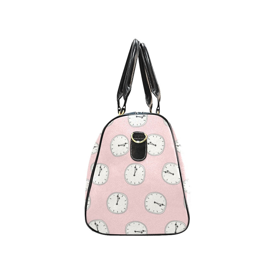 Clock pattern pink blackground Travel Bag