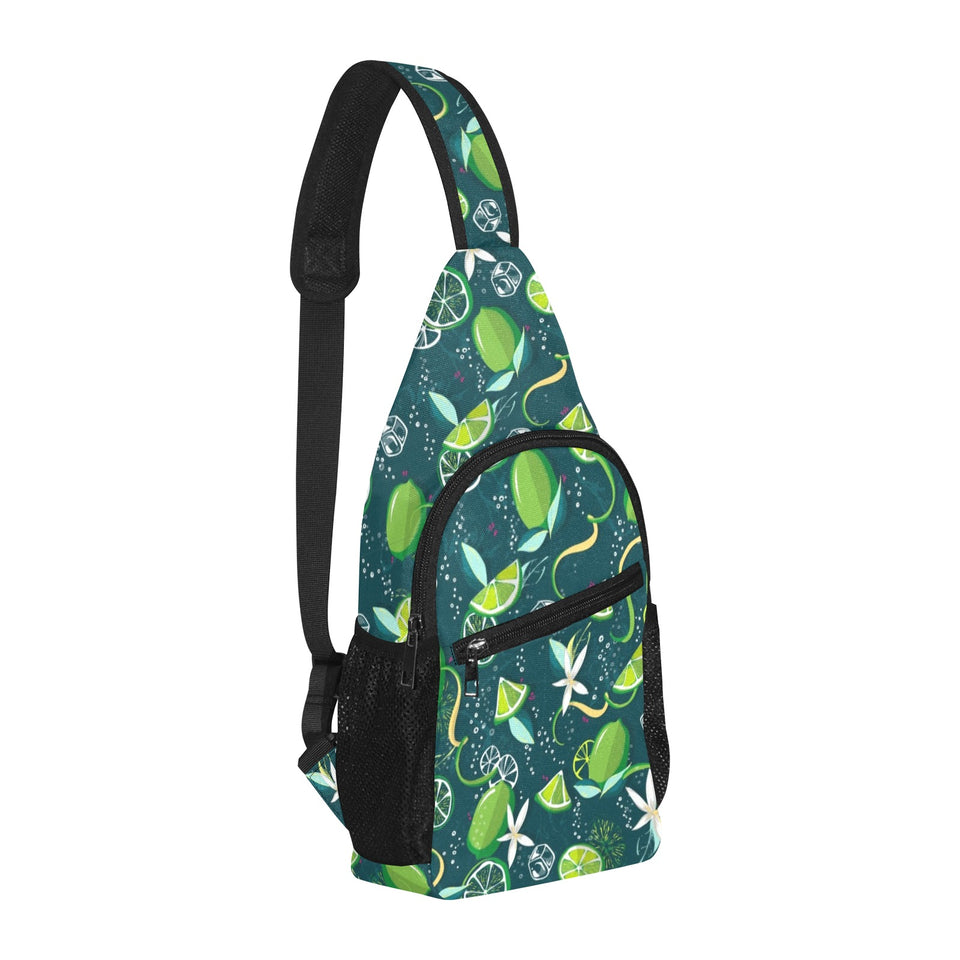 Lime ice flower pattern All Over Print Chest Bag