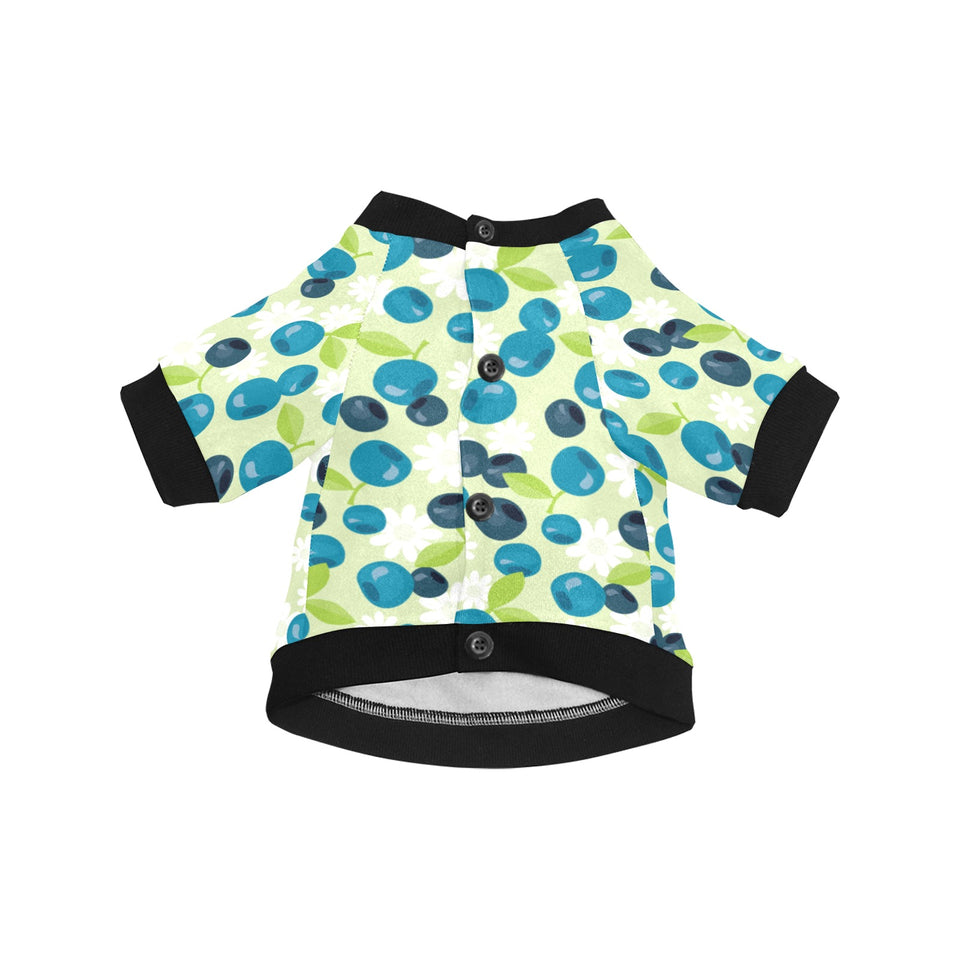 blueberry flower pattern All Over Print Pet Dog Round Neck Fuzzy Shirt