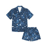 Night sky star pattern Kids' Boys' Girls' V-Neck Short Pajama Set