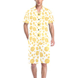 Potato Chips Pattern Print Design 03 Men's V-Neck Short Pajama Set