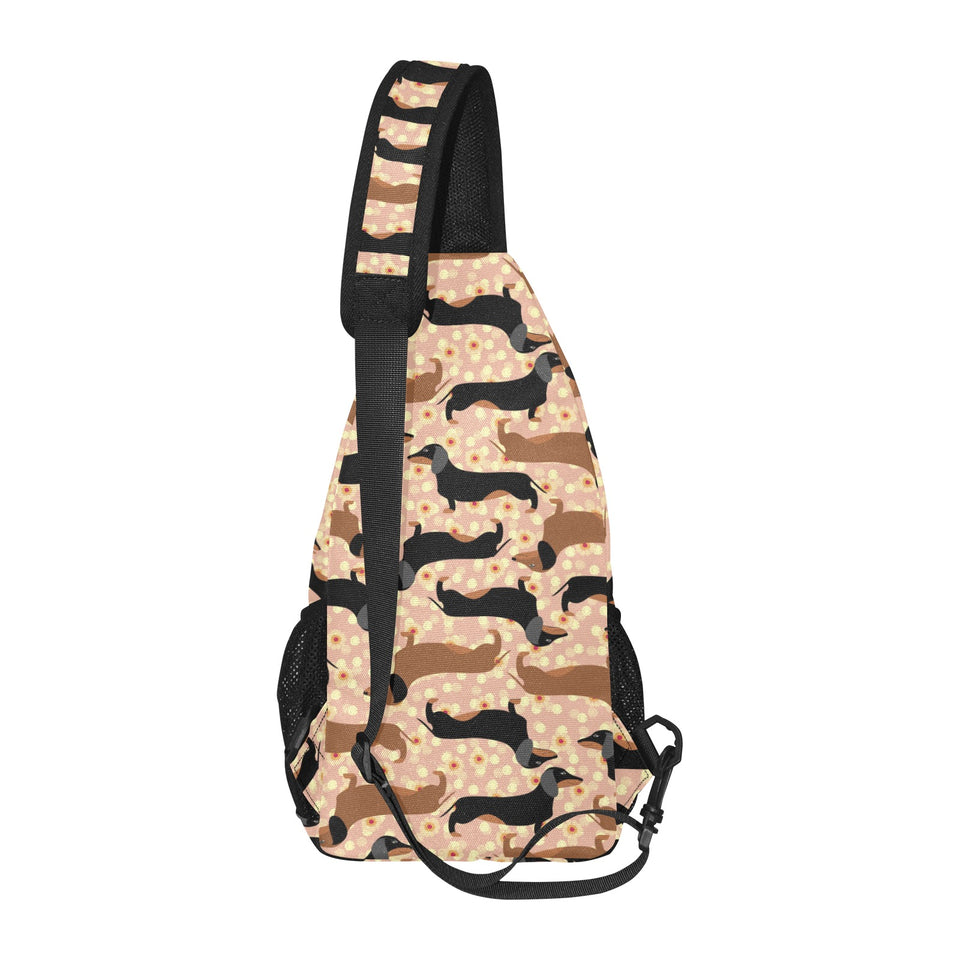 Dachshund floral background All Over Print Chest Bag