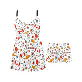 Canada Pattern Print Design 03 Chest Sexy Pleated Two Piece Swim Dress