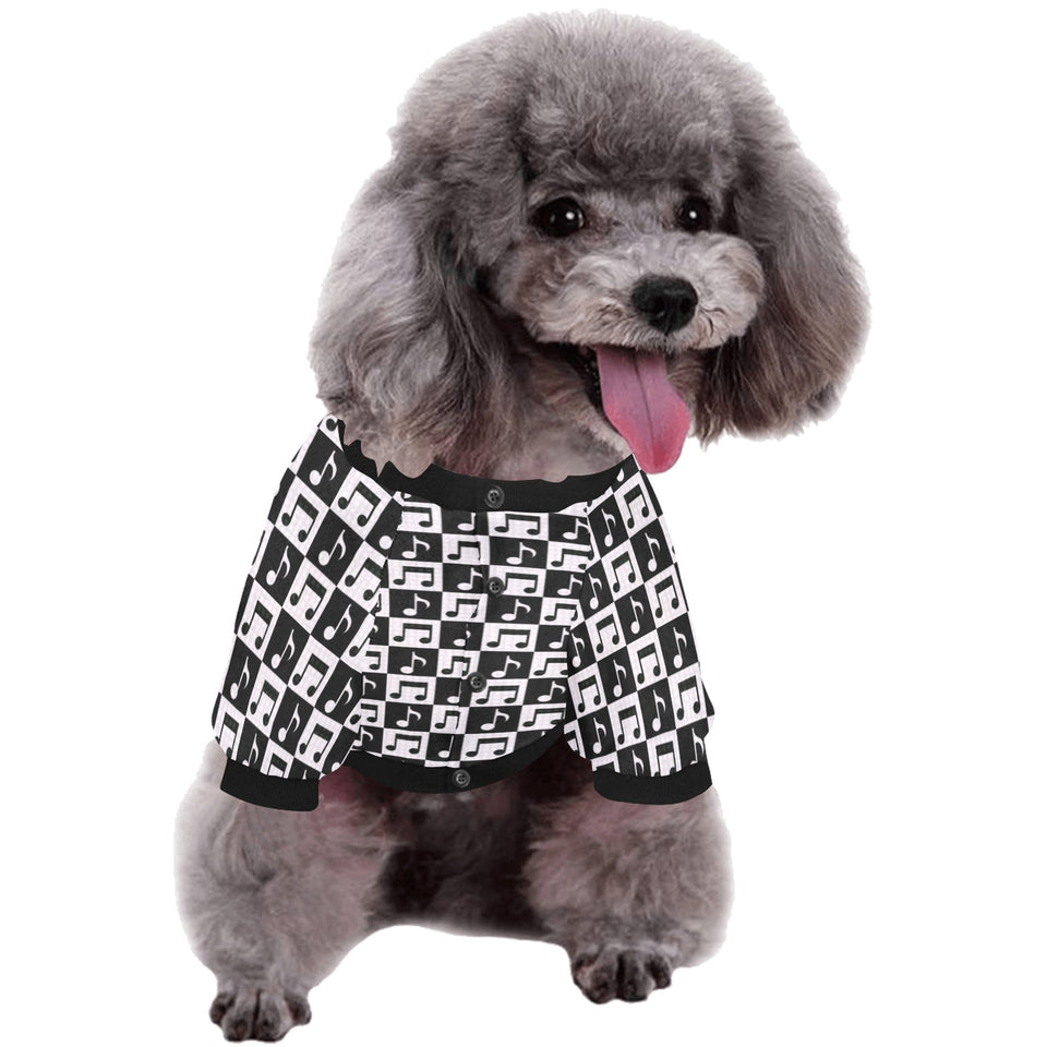 Music Notes Pattern Print Design 01 All Over Print Pet Dog Round Neck Fuzzy Shirt