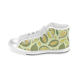Durian leaves pattern background Men's High Top Canvas Shoes White