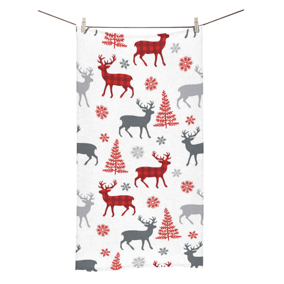 Deer tree snowflakes chrismas pattern Bath Towel