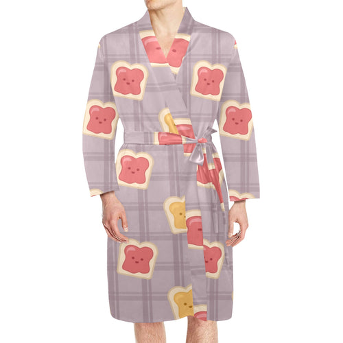 Bread Toast Pattern Print Design 05 Men's Long Sleeve Belted Night Robe