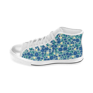 blueberry design pattern Women's High Top Canvas Shoes White