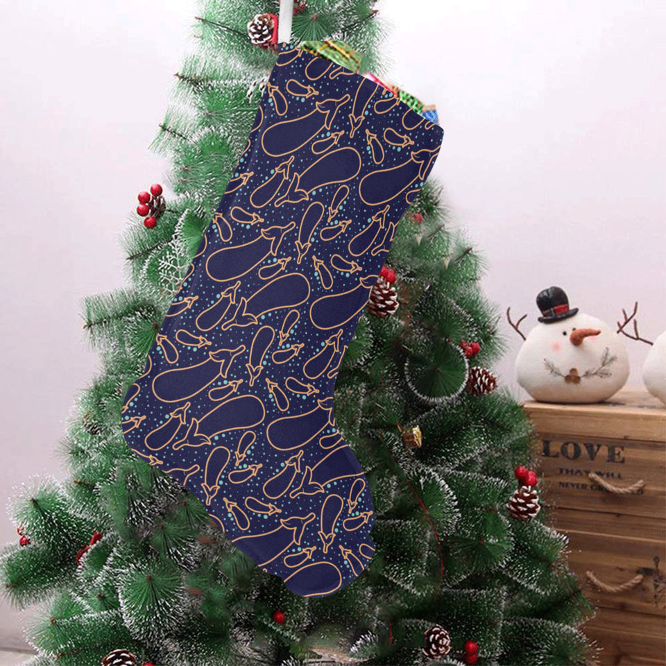 Eggplant Pattern Print Design 04 Christmas Stocking