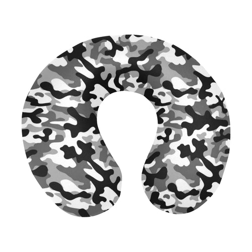 Black white camouflage pattern U-Shaped Travel Neck Pillow