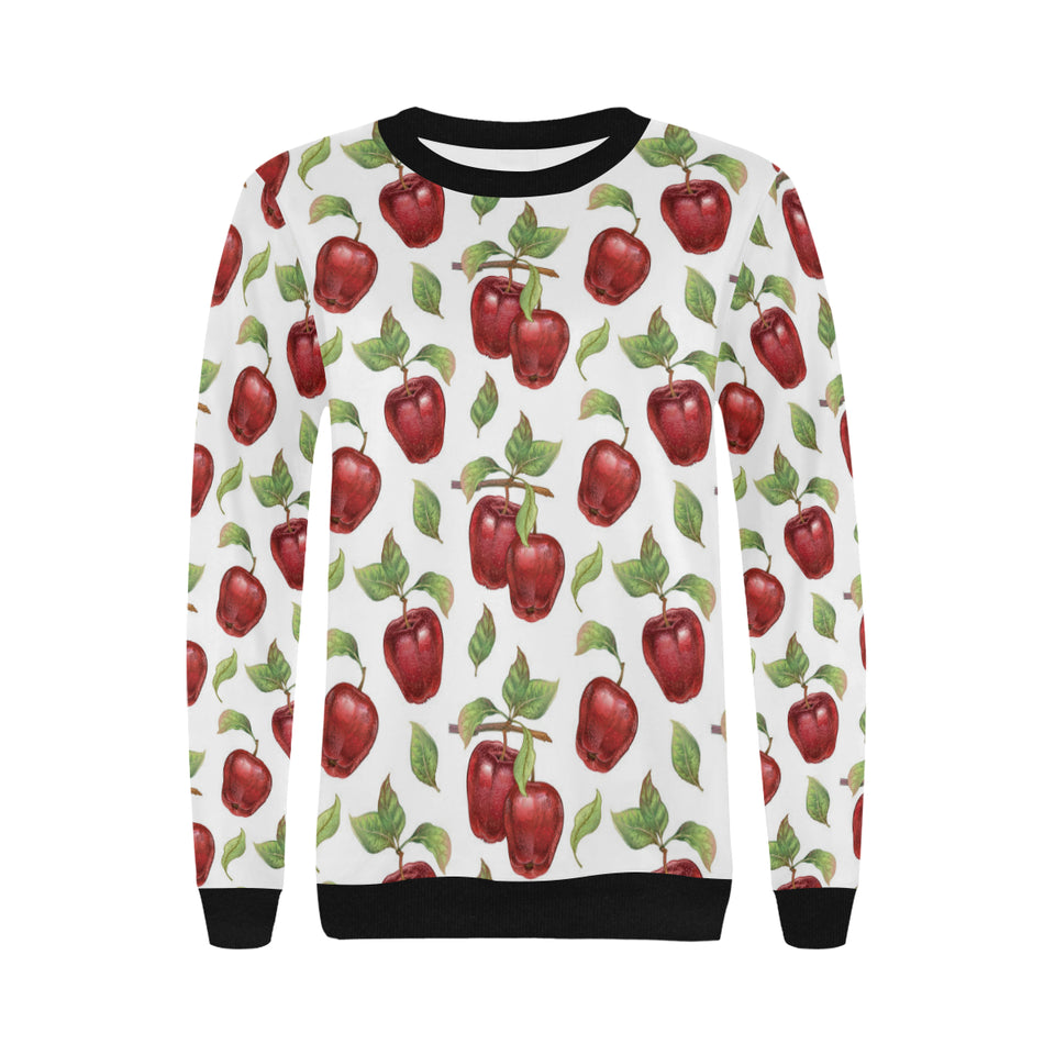 Red apples pattern Women's Crew Neck Sweatshirt