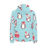 Cute penguin christmas design pattern Men's Padded Hooded Jacket