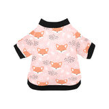 Cute fox pattern pink background All Over Print Pet Dog Round Neck Fuzzy Shirt