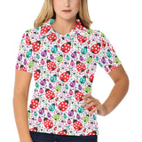 Ladybug Pattern Print Design 03 Women's All Over Print Polo Shirt