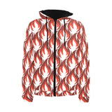 Fire flame symbol design pattern Men's Padded Hooded Jacket