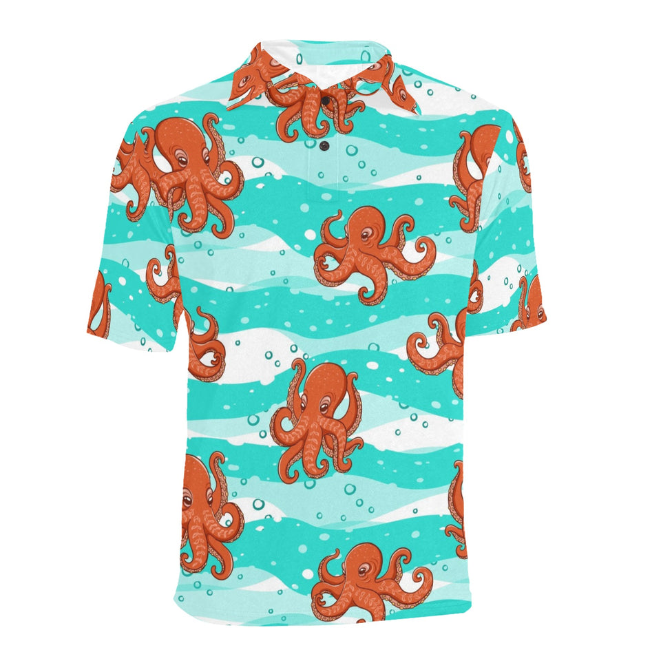 Octopuses sea wave background Men's All Over Print Polo Shirt