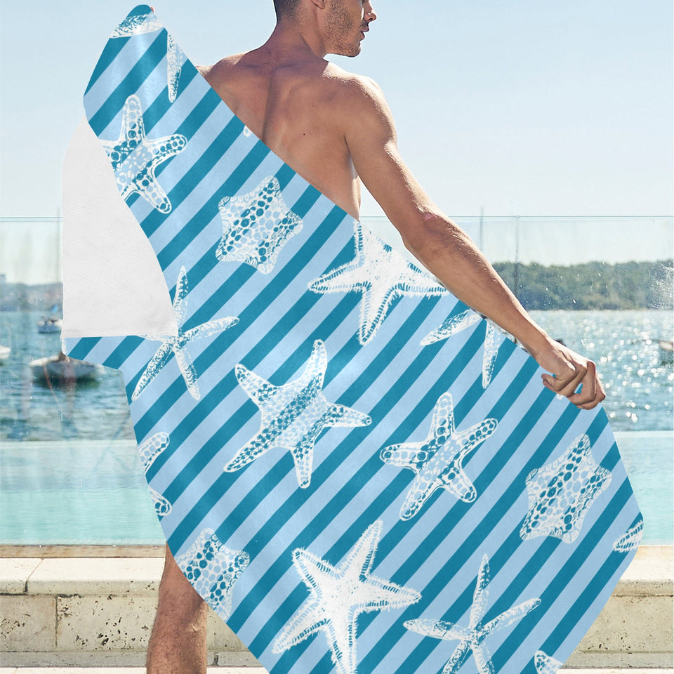 Starfish blue blackground Beach Towel