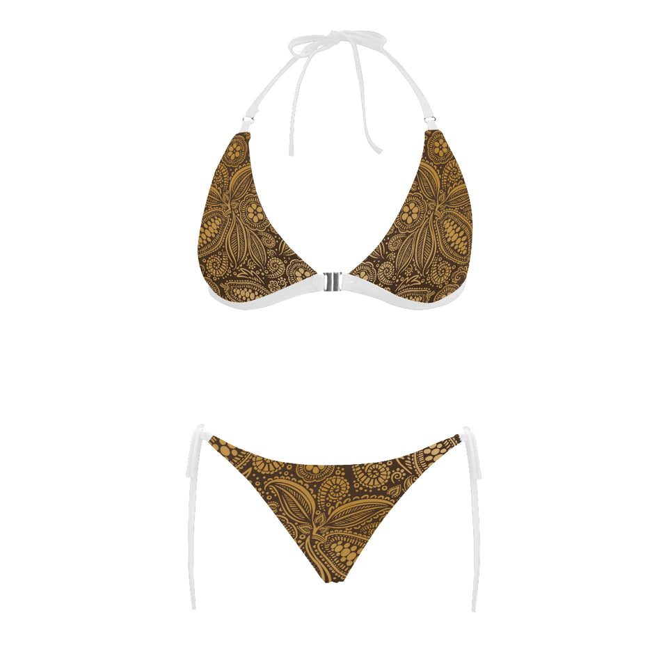 cacao beans tribal polynesian pattern background Sexy Bikinis Two-Piece Swimsuits