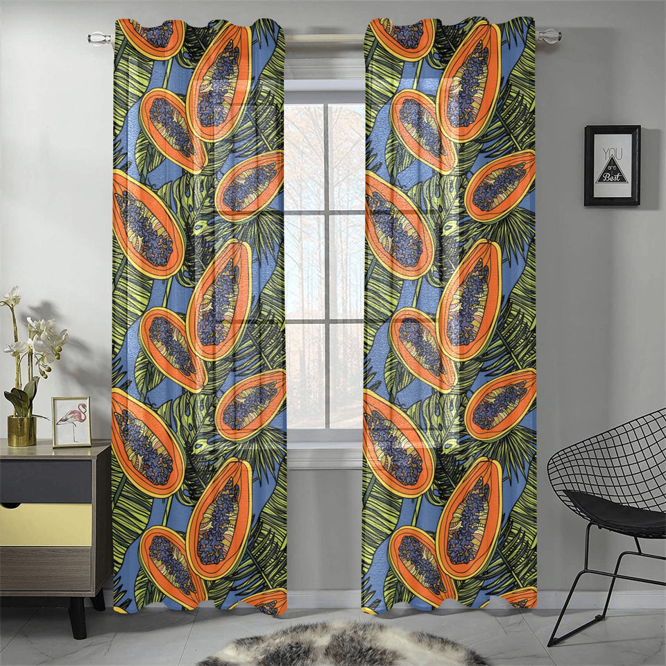 Colorful papaya tropical leaves Gauze Curtain