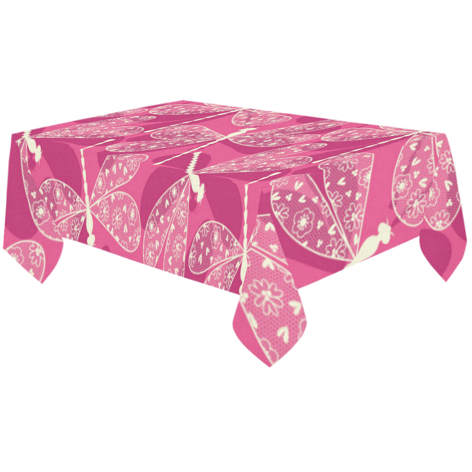 Beautiful dragonfly pink background Tablecloth