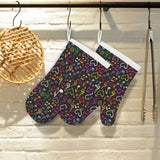 Music Notes Pattern Print Design 02 Heat Resistant Oven Mitts