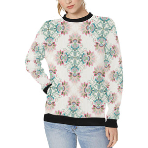 Square floral indian flower pattern Women's Crew Neck Sweatshirt