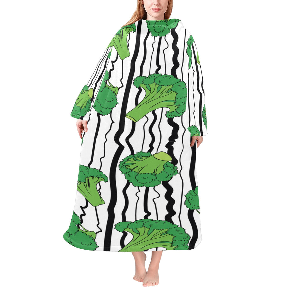 Cool Broccoli pattern Blanket Robe with Sleeves