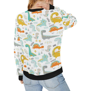 Cute funny kids dinosaurs pattern Women's Crew Neck Sweatshirt