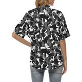 Crow illustration pattern Women's All Over Print Hawaiian Shirt