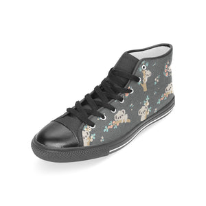 Cute koala pattern Women's High Top Canvas Shoes Black